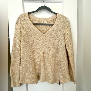 Anthropologie Cream Sweater with Zipper - Size S